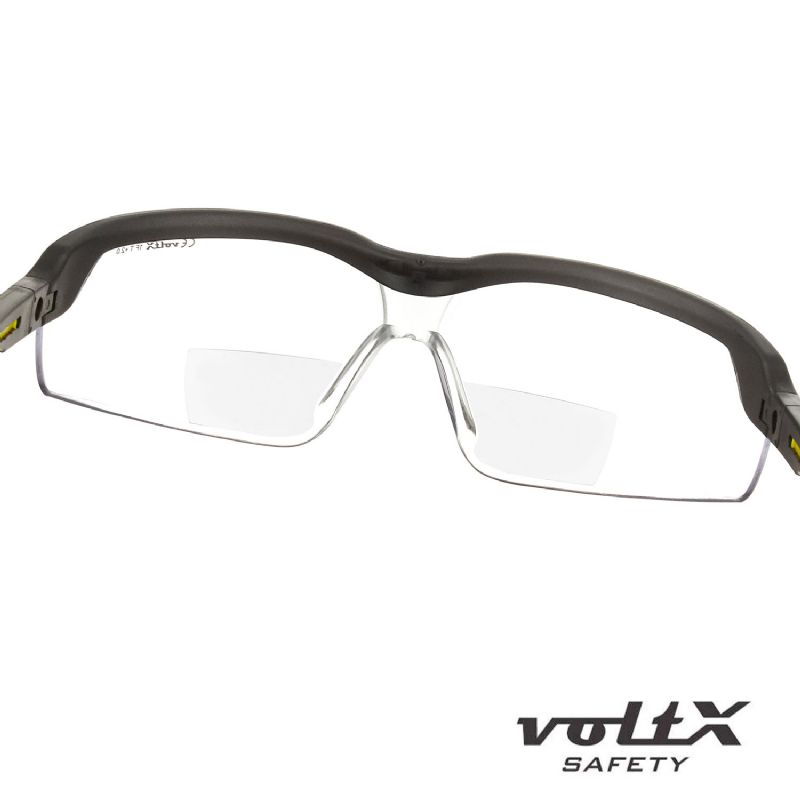 voltX GT ADJUSTABLE Occhiali di sicurezza da lettura BIFOCALI con certificazione CE EN166FT Rivestimento anti-condensa astuccio rigido a forma di conchiglia Trasparente +2.5 diottrie